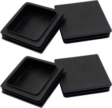 4 Inch Square Plastic Plug, Black, 4-Pack Square Tubing End Caps, Tubing Post