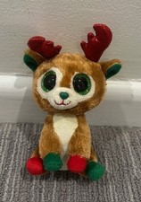 Ty Beanie Boos Alpine the Reindeer- Red & Green-6 " No Tag
