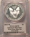 2013 W $1 PCGS MS 70 Enhanced Mint State American Silver Eagle 1oz West Point FS — photo 2