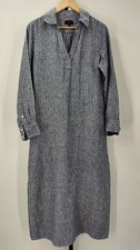 Quince Women 100% European Linen Popover Maxi Blue Dress S