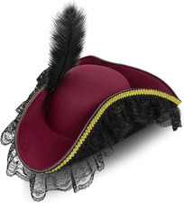Pirate Costume Hat Women,Pirate Accessories Halloween Costume,Renaissance Tricor