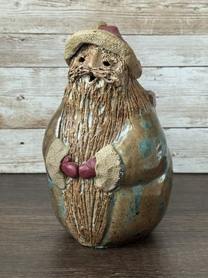 Nancy Shaul Westport Island Pottery Roly Poly Santa Bag Planter 6.5  Tall