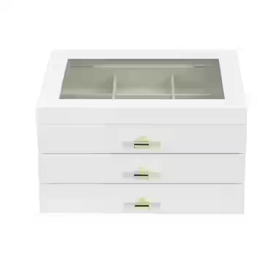Hives and Honey 1321-694 Dani White Jewelry Box with Glass Top, 2