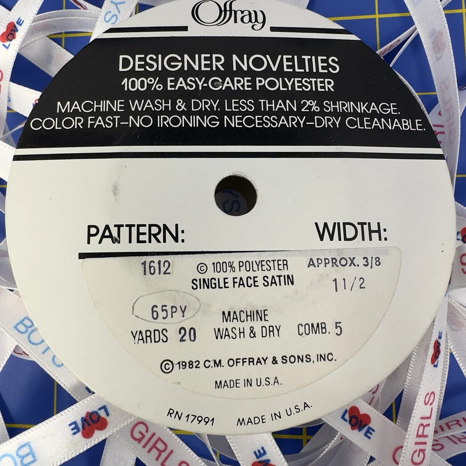 Girls Love Boys Love Girls Satin Ribbon 12yds+ Doll Child Trim Pigtails Bows New - Image 4 of 4