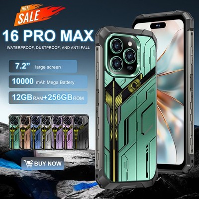 Rugged Smartphone 16 Pro MAX 5G Unlocked 12G+256GB Android Dual SIM 10000mAh NFC