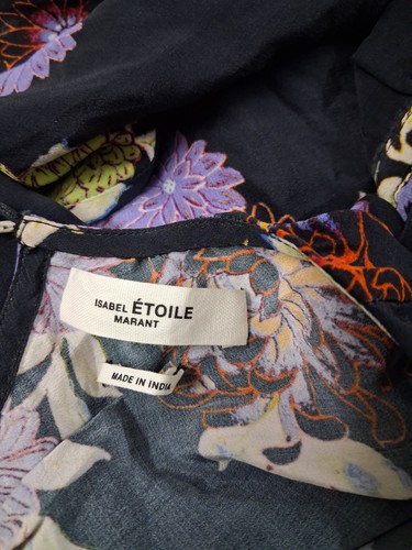 Isabel Marant Etoile Femmes Soie Imprimé Floral Noir Midi Maxi Robe TAILLE S - Photo 14 sur 14