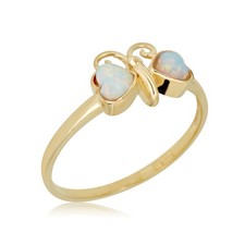 Avora 10K Gelbgold simulierter Opal Schmetterling Ring, Größe 3 - 3