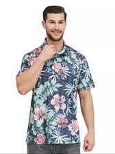 Izod Saltwater Collection Mens Size L Polo Shirt Hawaiian Tropical Vacation Wear