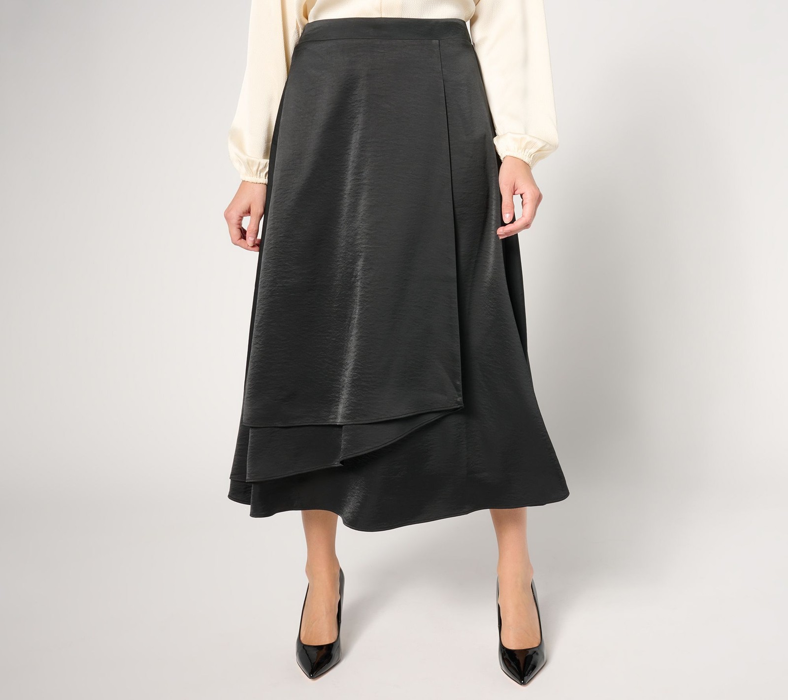Spartina 449 Women's Plus Sz Skirt 3X Satin Pull-On Black A670964