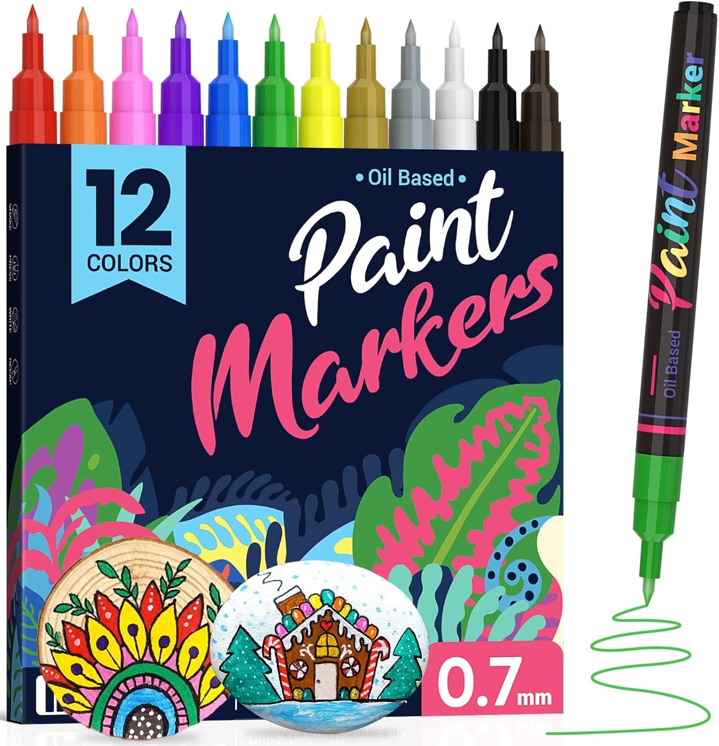 : Fine Point Oil Paint Pen, 12 Colors Fine Tip