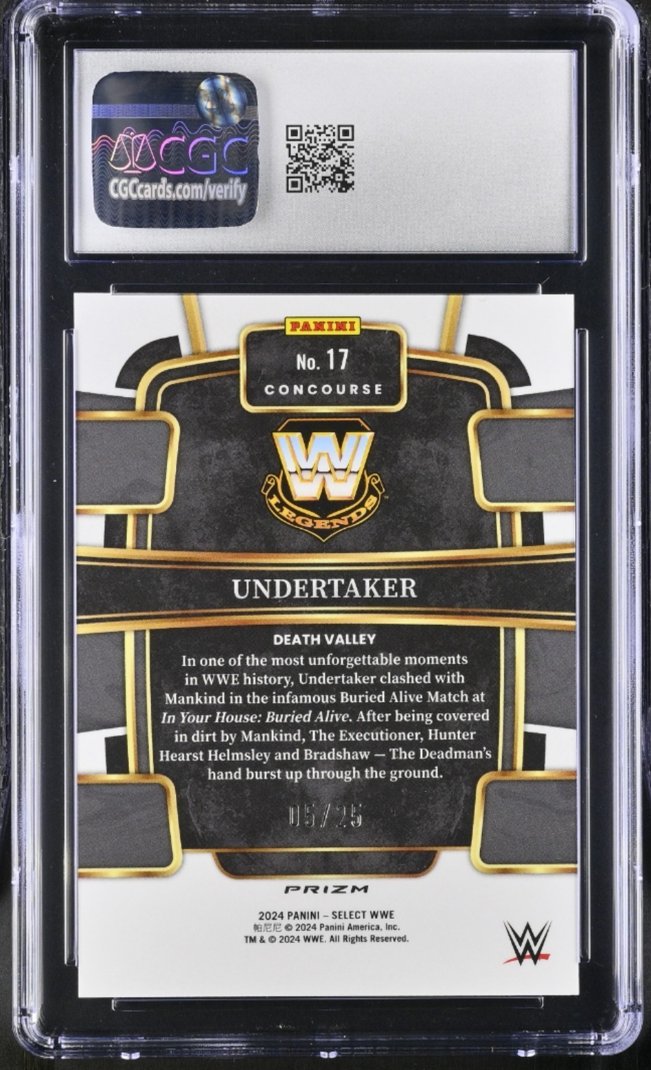 Undertaker 2024 Panini Select WWE #17 Tie-Dye CGC 10 Concourse Card /25 SSP view 2
