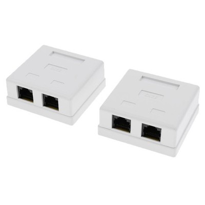 2x Cat6 Double Ports Oberflächenmontage Outlet Box Gesichtsplatte Backbox Combo