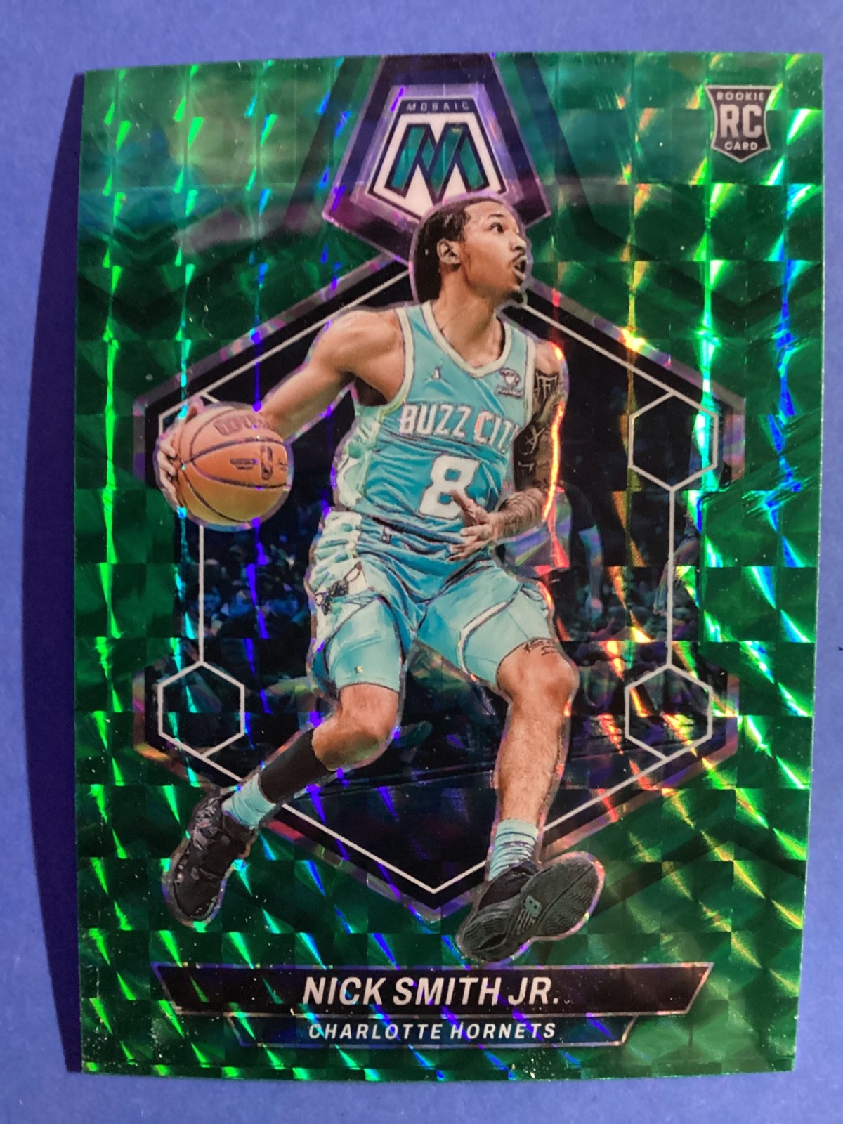 2023-24 Panini Mosaic Nick Smith Jr. Green Mosaic Prizm #242 Rookie (RC) Hornets