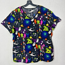Disney Nightmare Before Christmas Women's Medical Scrub Top Size Large