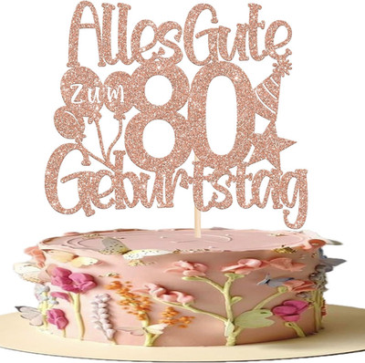 1 Stück 80th Geburtstag Tortendeko Alles Gute zum 80 Geburtstag Kuchen Deko Happ