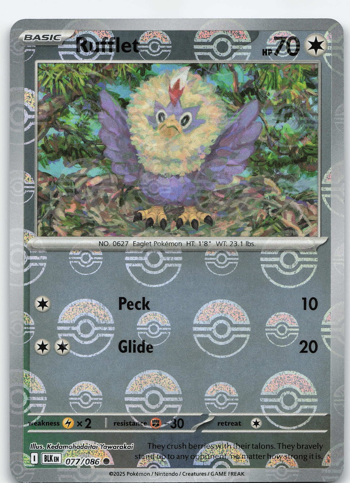 Rufflet (Poke Ball Pattern) 077/086 Common Holo SV: Black Bolt NM Pokémon