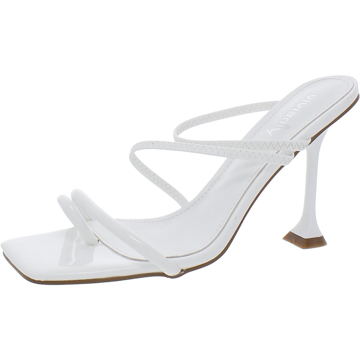 Женские белые лакированные туфли Vivianly на квадратном каблуке с квадратным носком размер 11 средний B M BHFO 7156 2290₽