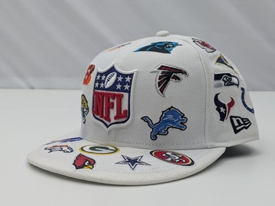 New Era 59-Fifty Team Logo All over Patch NFL Fitted Hat White 7 1/8 Clean AOP