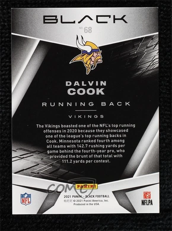 2021 Panini Black Emerald /10 Dalvin Cook #68 - Image 2 of 2
