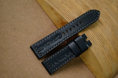 Handmade black PAM Officine Panerai strap size 24  (or any size)
