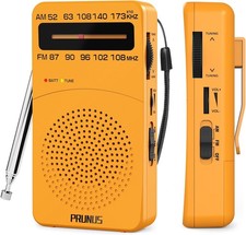 PRUNUS J-166 Portable Radio AM FM, Battery Operated with Tuning Orange
