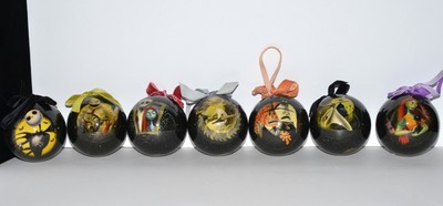 Disney The Nightmare Before Christmas 7 BALL ORNAMENTS Tim Burton 3'', Excellent!