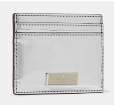 Kate Spade Womens BNWT Card Case Small Mirror Metalic Silver Bridget