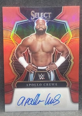 APOLLO CREWS 2023 PANINI SELECT WWE SIGNATURES RED PRIZM AUTO /60