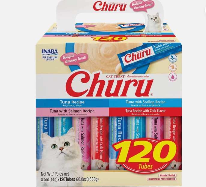 Churu Cat Snacks Lick Squeeze Cream Pur é e with Vitamin E 0.5 oz per-new