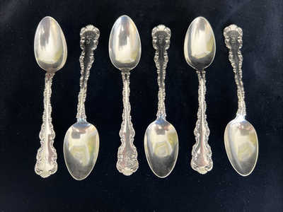 #ad #ad 1891 Whiting Manufacturing Sterling Silver 6 Teaspoons Louis XV Monogrammed quot;Squot; $260.00