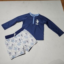 Bluey 2T Blue Swimsuit Shorts And Rashguard Long Sleeve 2 Piece Toddler