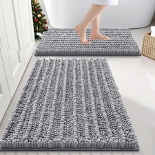 Smiry Bathroom Rugs Sets 2 Piece, Soft 30" x 20" Plus 24" x 16", Grey