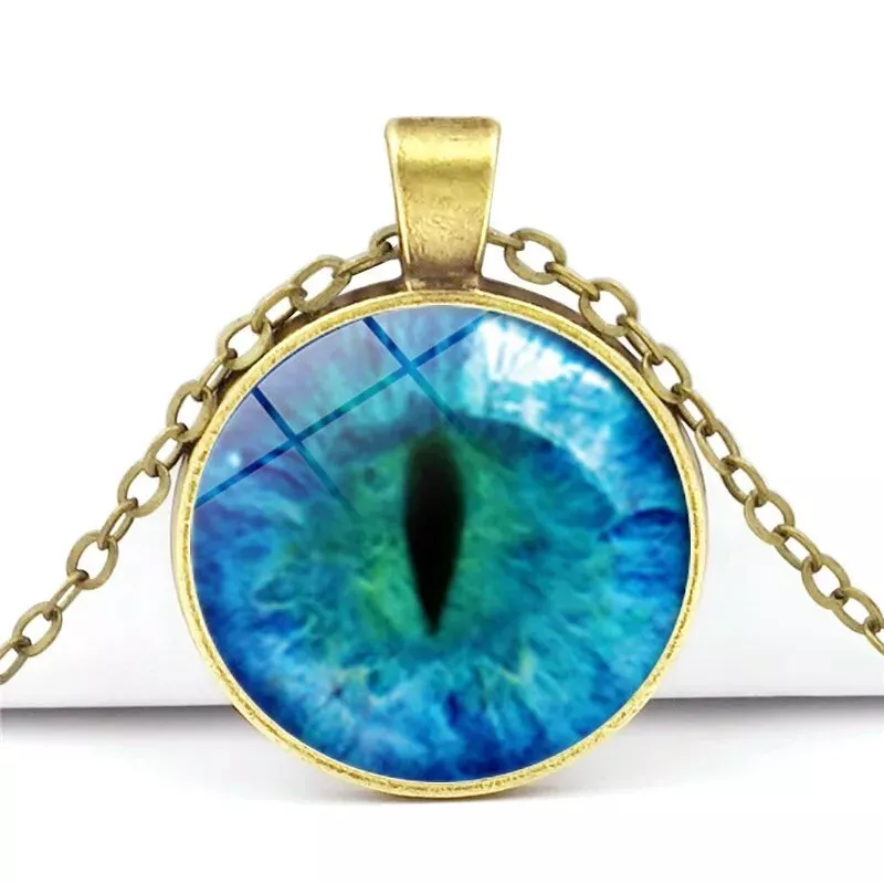 Vintage Turkish Evil Eye Pendant Alloy Devil Eye Necklace Blue