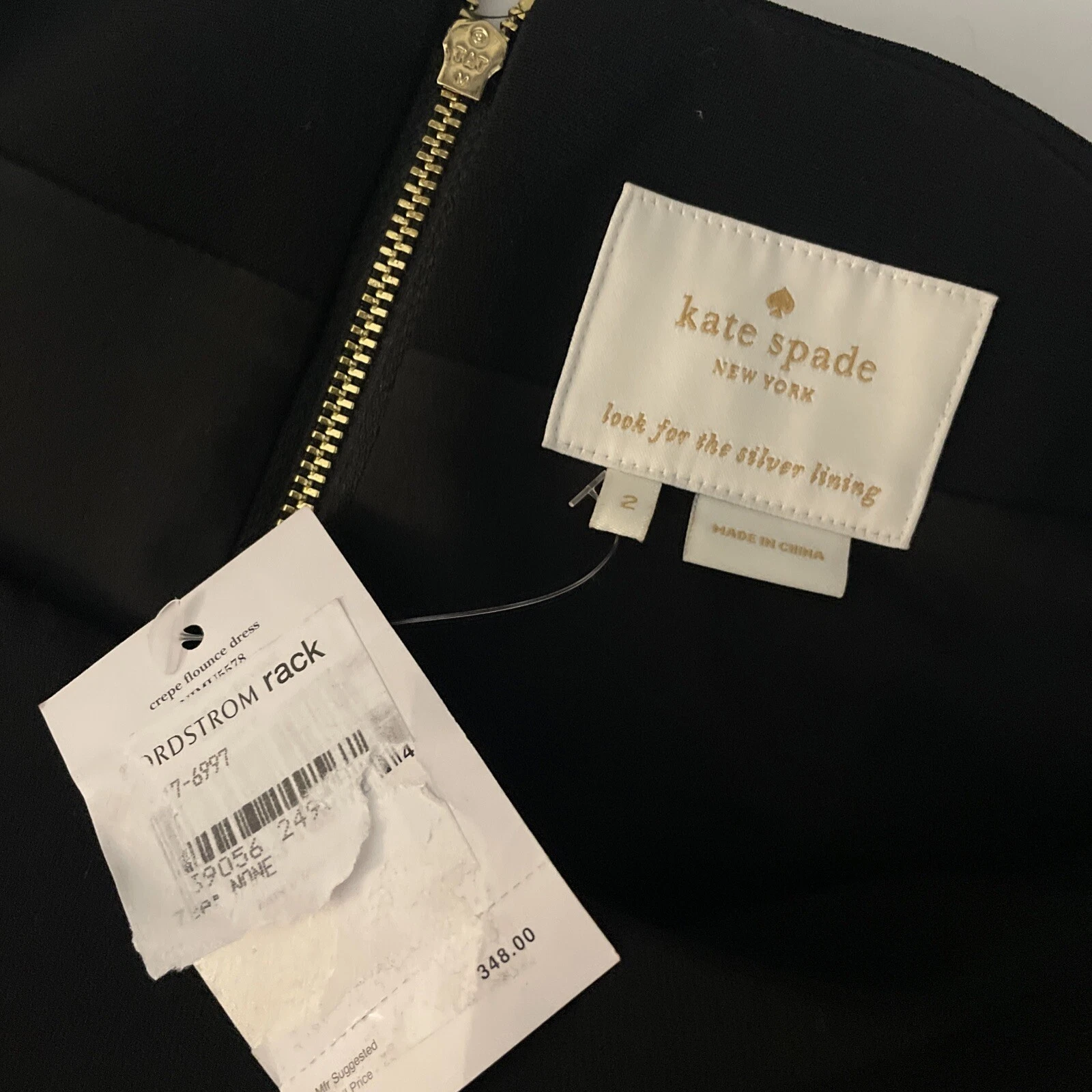 Mini abito nuovo con etichette $348 kate spade new york [2] balza crepe nero #G1015