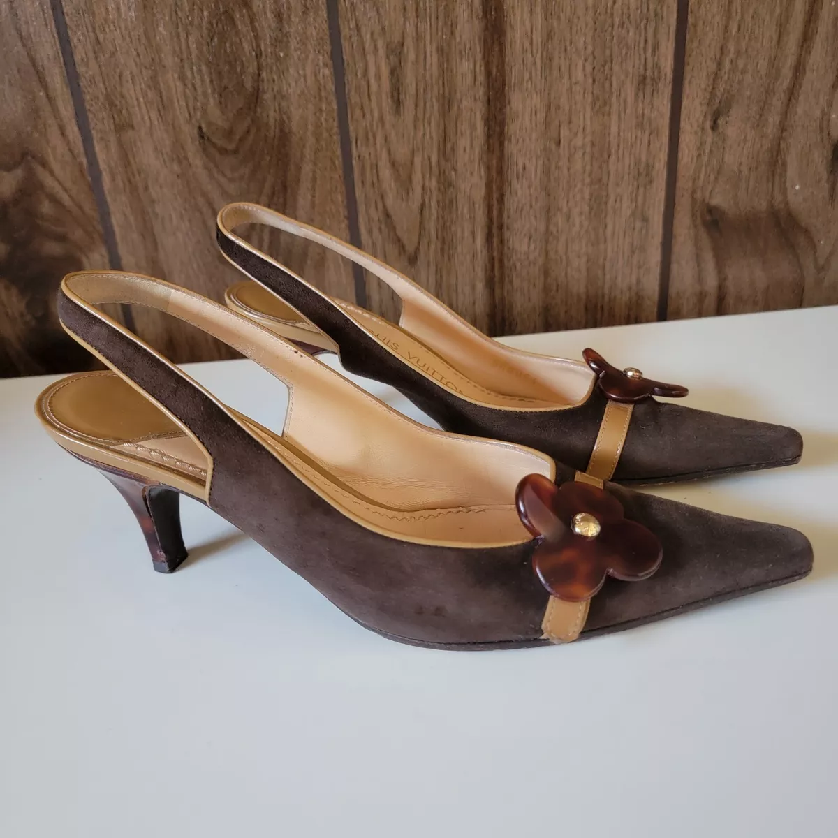 Louis Vuitton Leather Slingback Pumps - Brown Pumps, Shoes