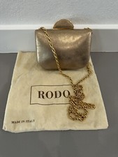 Rodo Gold Hard Shell Swarovski Crystal  Engraved Handbag - Italy