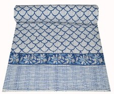 Indian Handmade Cotton Hand Block Print Kantha Quilt Bedspread Blanket Gudri