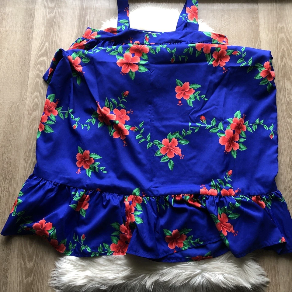 Винтажное синее платье с цветочным узором Hilo Hatties 1970-е отличное! - Изображение 3 из 4