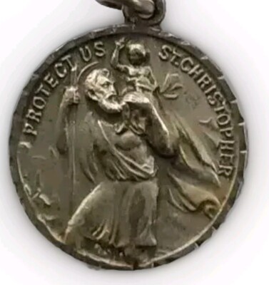St Christopher Protect Us Pendant-I Am Catholic On Back-4.1 Grams