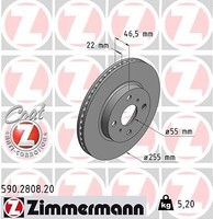 2X Zimmermann 590.2808.20 Bremsscheibe FüR Toyota