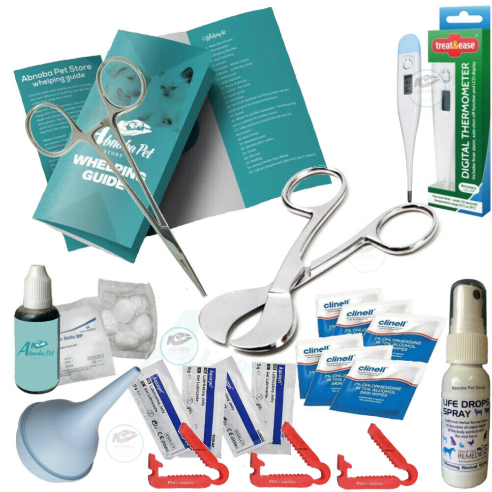 ALPHA DOG Essential Puppy Kitten Whelping Kit Supplies Scissors Aspirator guide