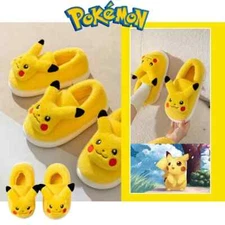 Pikachu Cotton Slippers Warm Non-Slip Indoor Shoes for Men Women Kids Gift