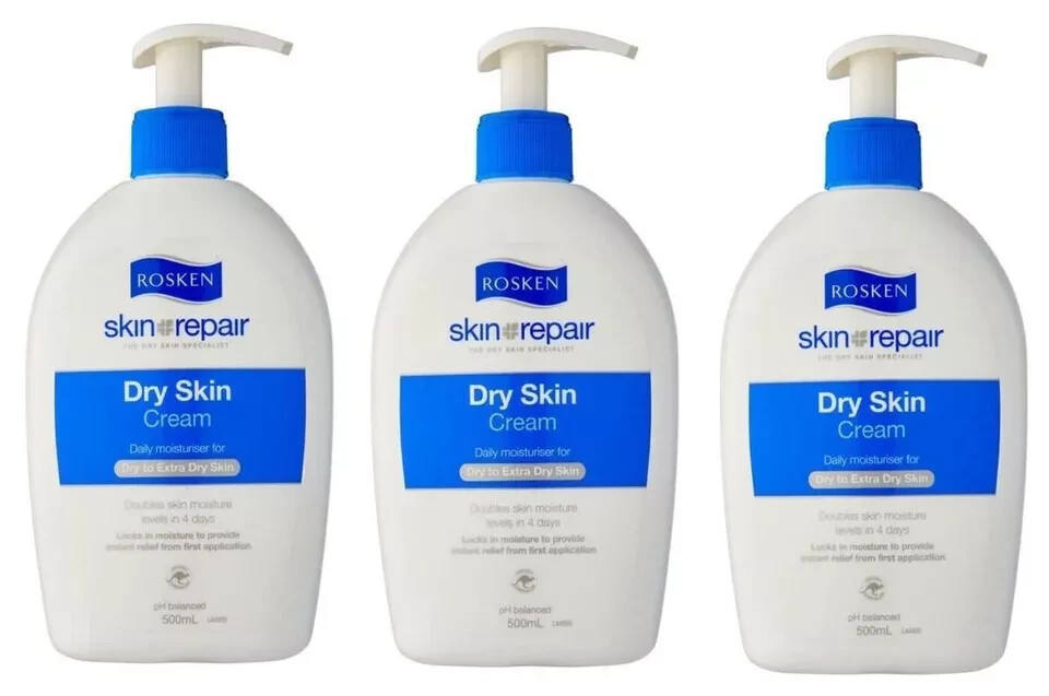 Rosken Skin Repair Cream 500ml x 3 for Dry & Dehydrated Skin Relief