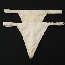 2 Victoria's Secret VTG Y2K Signature Cotton V-String Thong Panties Lot MEDIUM