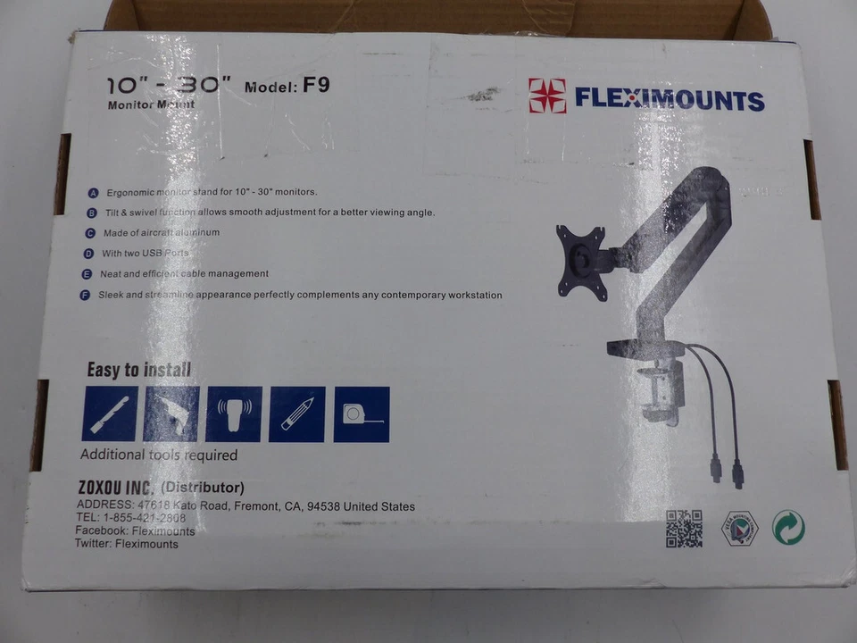 FLEXIMOUNTS F9 10" - 30" MONITOR MOUNT WITH SWING ARM - Image 2 of 4