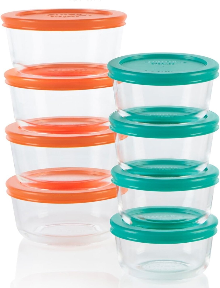 Pyrex Glass Storage Containers, 16 PC Set (Mixed Colors)