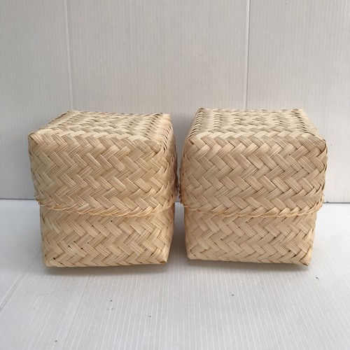 Vintage Thai Handicraft Kratip Sticky Rice Small Bamboo Serving Basket Size3"X3" - Picture 25 of 96