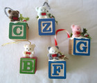 Vintage Lot of 5 WOOD BLOCKS & BEARS Christmas Ornaments Holiday Decorations — photo 2