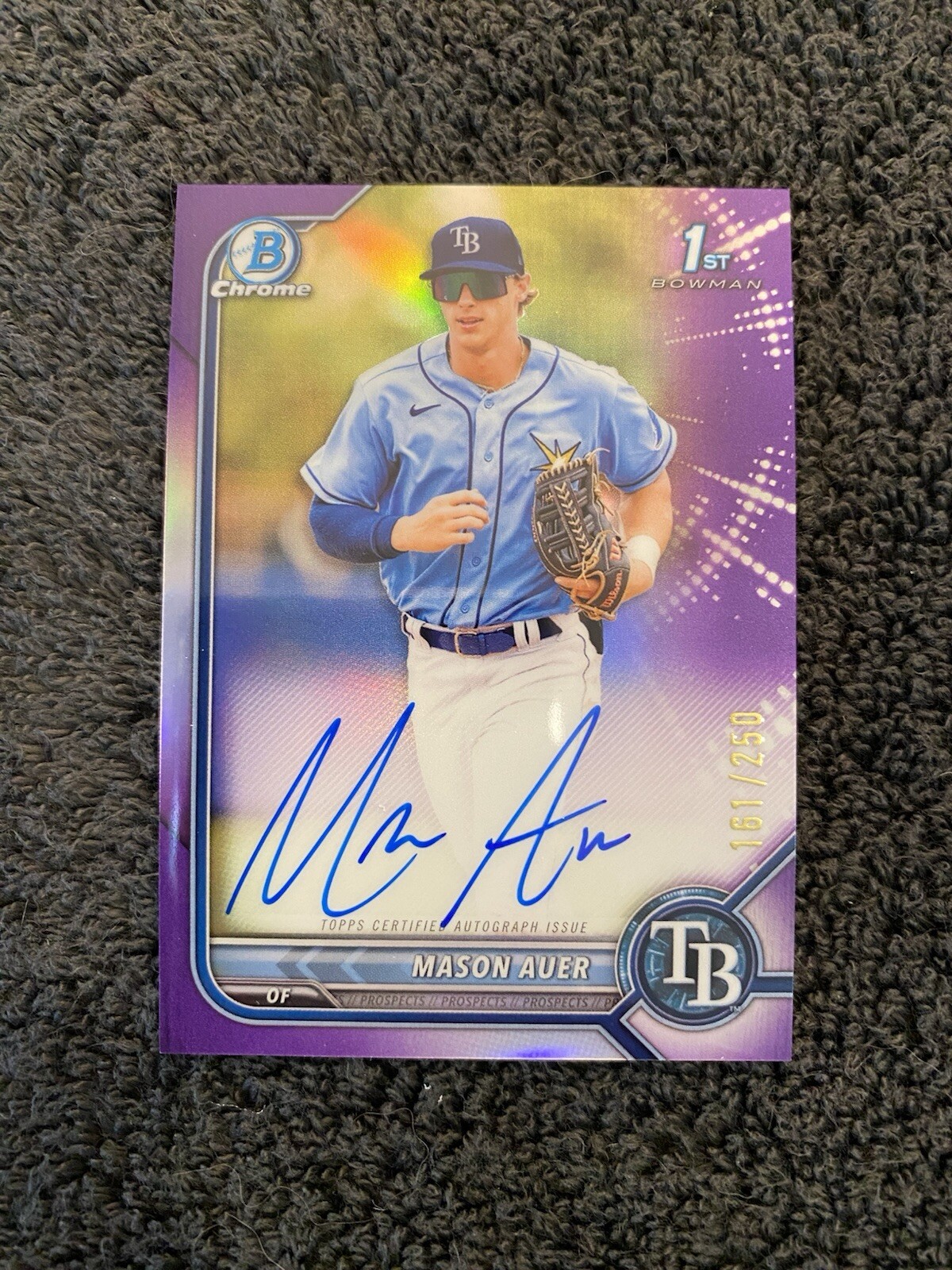 2022 Bowman Chrome Mason Auer 1st Bowman Auto Purple Refractor 161/250 #CPA-MA