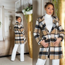 Cappotto Donna Scozzese Cappotto Lana Cotta Quadri Cappotto